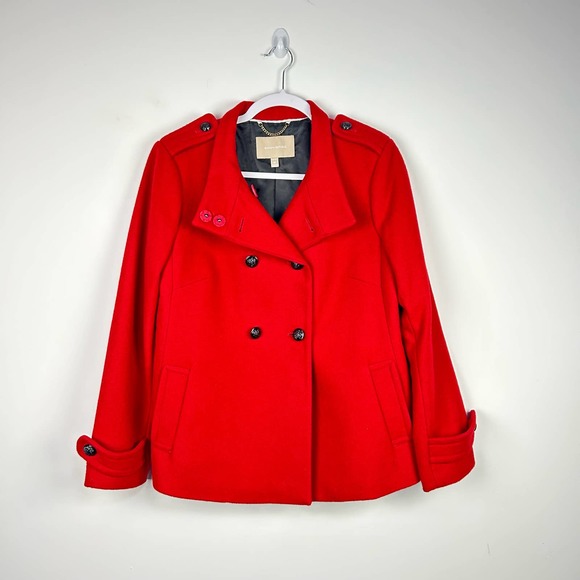 Banana Republic Jackets & Blazers - Banana Republic Red Wool Blend Swing Coat Size Medium Petite